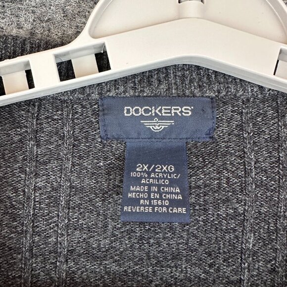 DOCKERS Knitted Men's Sweater, V-Neck, Gray color 2X/2XG - Picture 3 of 9